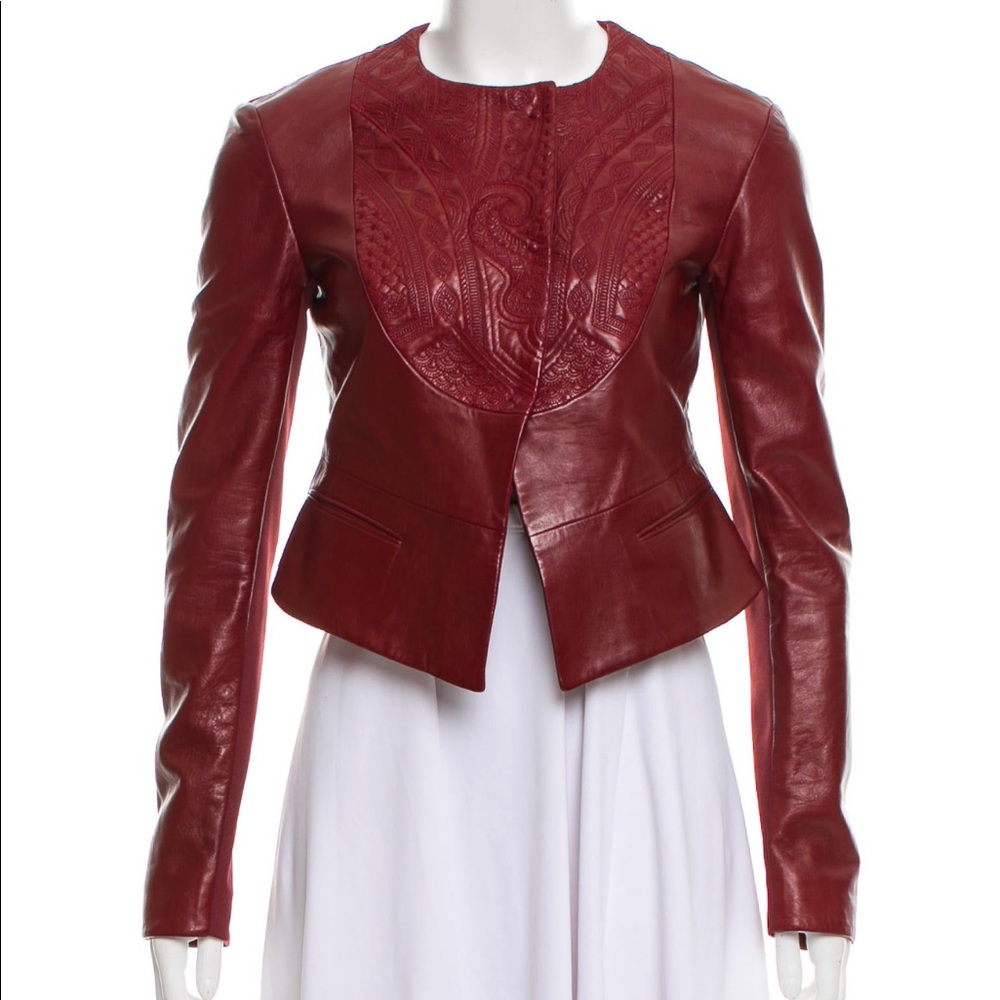 Roberto Cavalli leather embroidered jacket